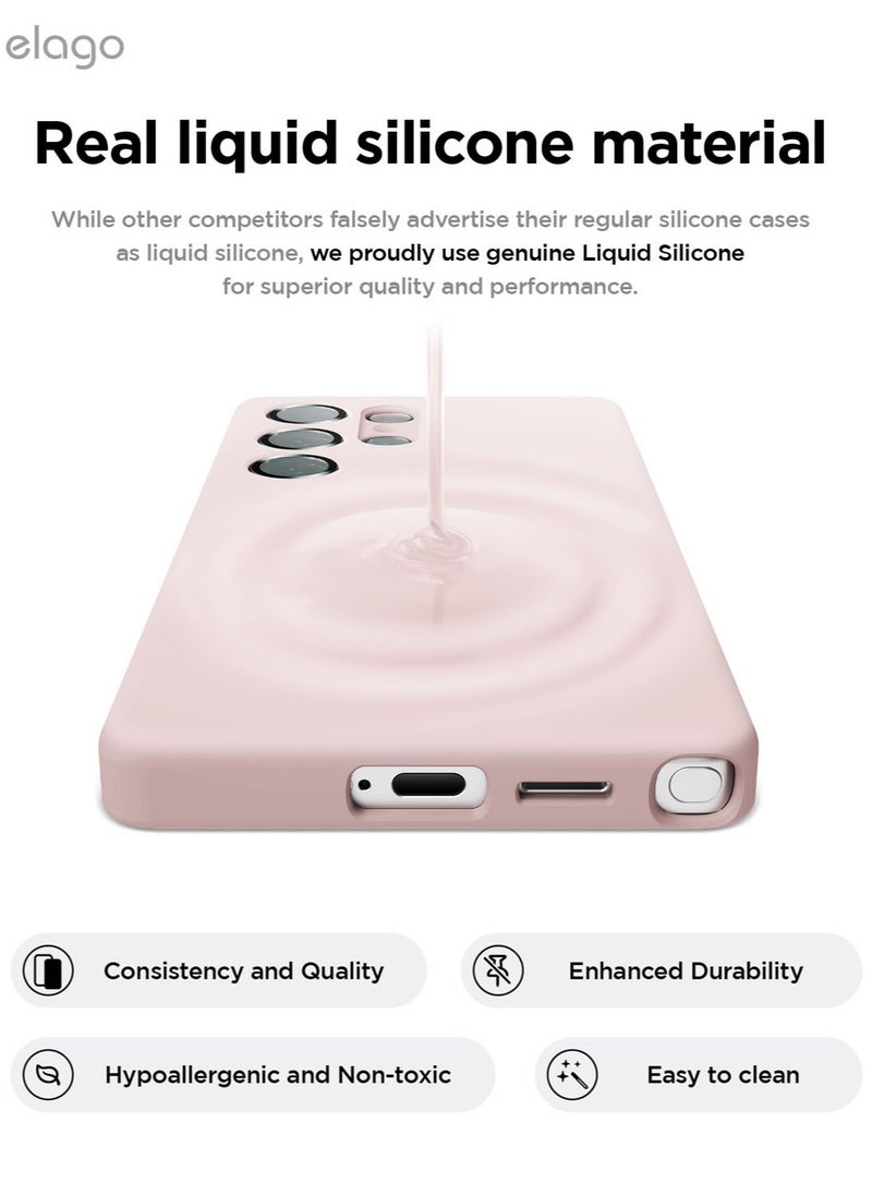Elago - Magnetic Liquid Silicone for Samsung Galaxy S25 Ultra Case Cover Compatible with MagSafe Shockproof - Lovely Pink - Image 1