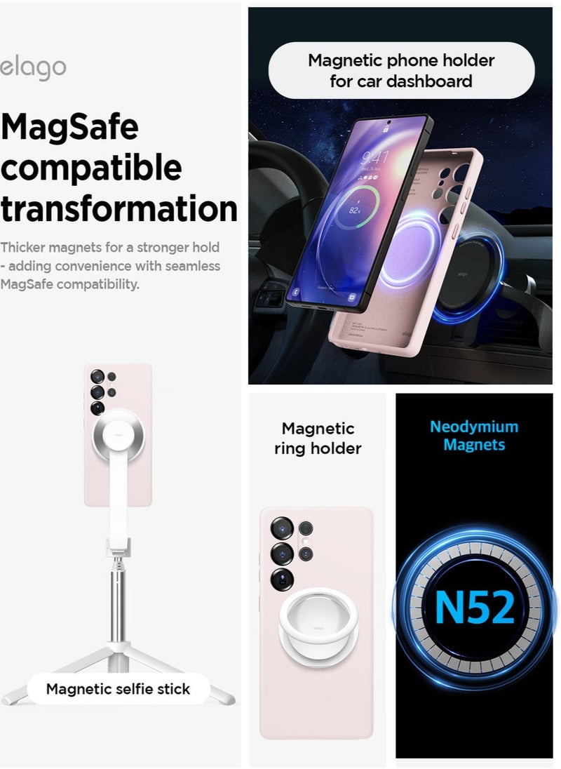 Elago - Magnetic Liquid Silicone for Samsung Galaxy S25 Ultra Case Cover Compatible with MagSafe Shockproof - Lovely Pink - Image 1