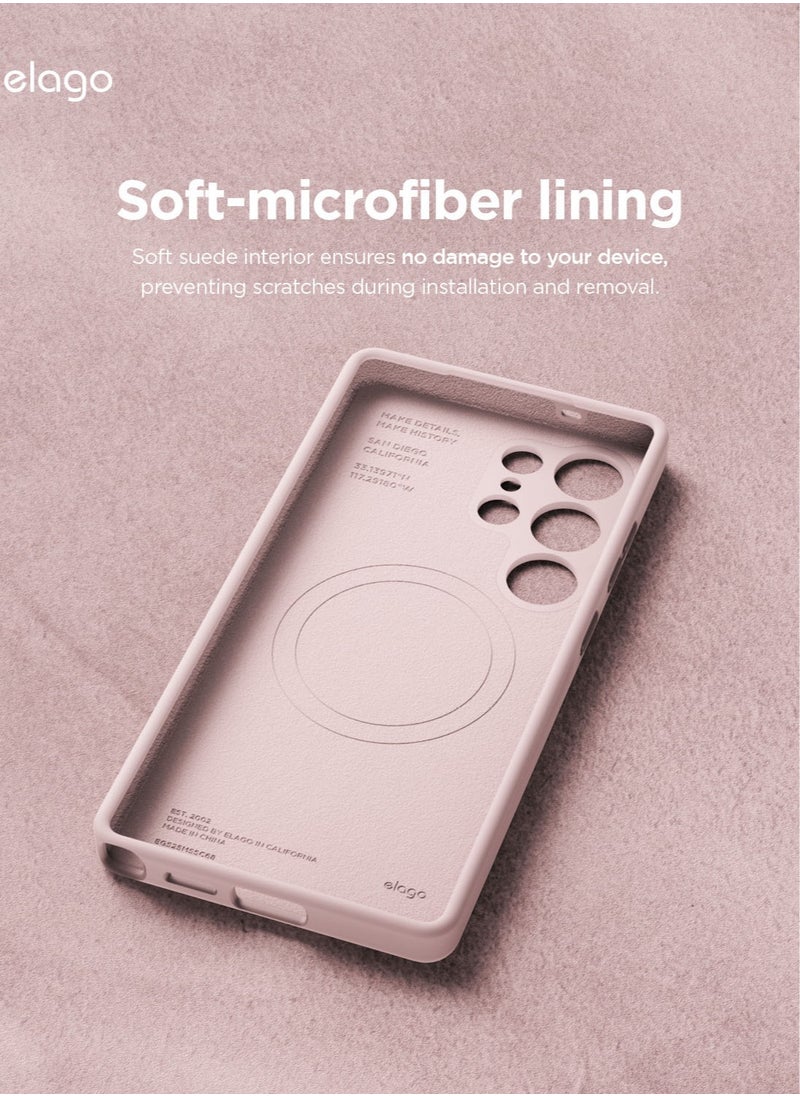 Elago - Magnetic Liquid Silicone for Samsung Galaxy S25 Ultra Case Cover Compatible with MagSafe Shockproof - Lovely Pink - Image 1