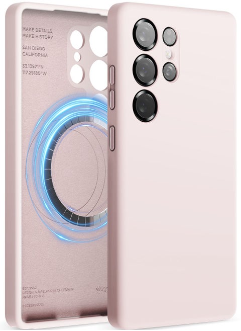 Magnetic Liquid Silicone for Samsung Galaxy S25 Ultra Case Cover Compatible with MagSafe Shockproof - Lovely Pink