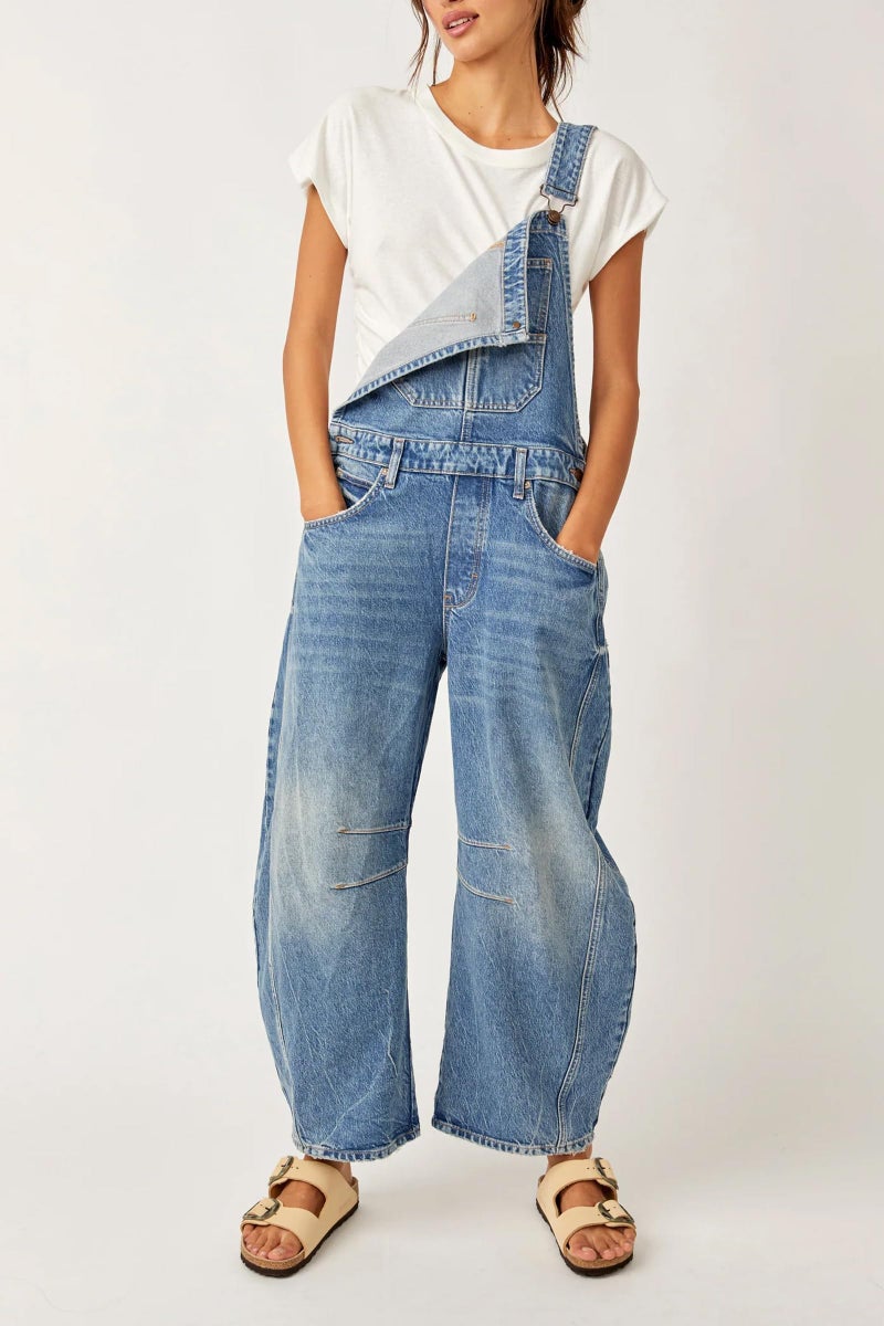 Kedera Women's Denim Overall Casual Straight Wide Leg Bib Jeans Overall Adjustable Straps Denim Romper Stretch Jumpsuits - Image 5
