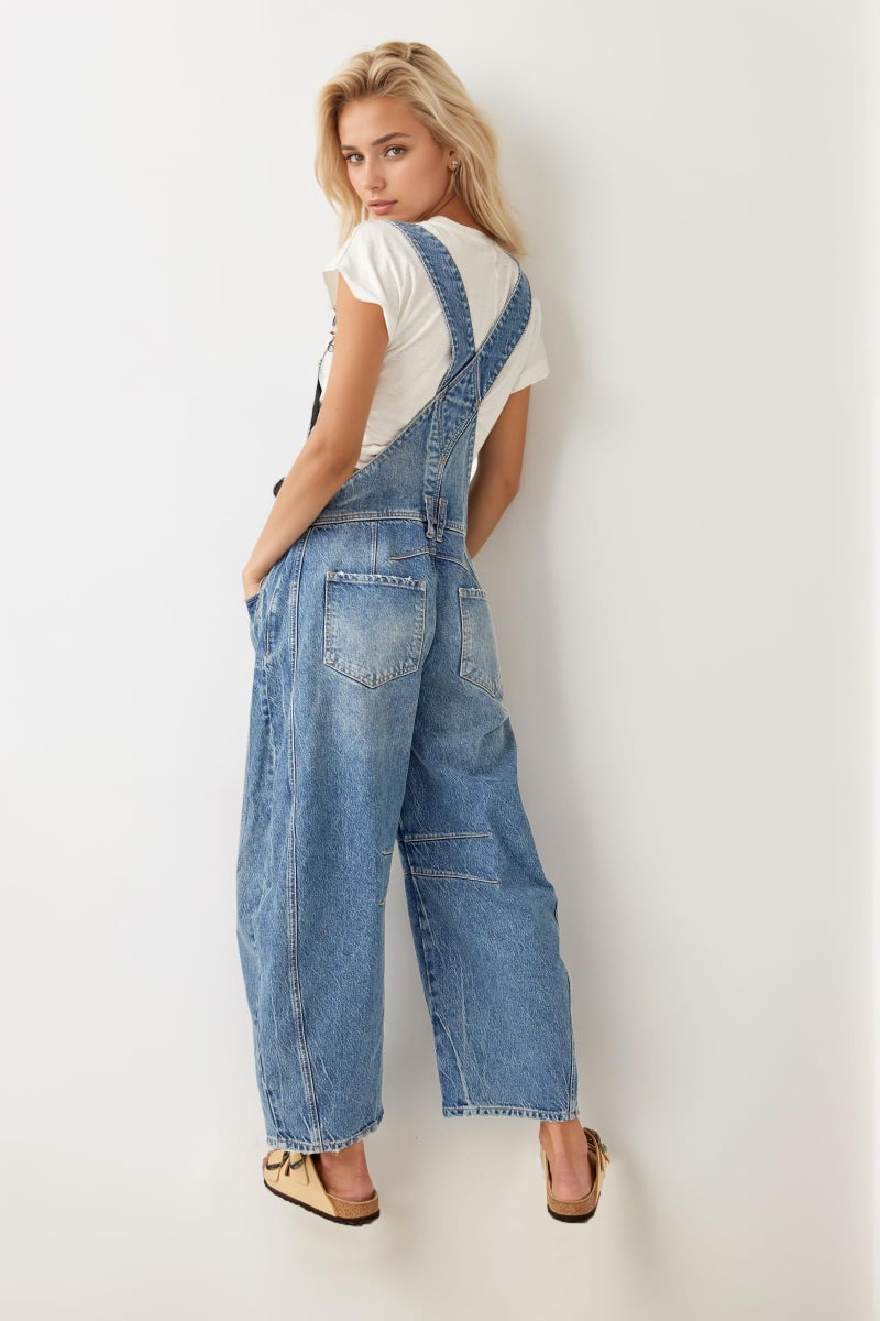 Kedera Women's Denim Overall Casual Straight Wide Leg Bib Jeans Overall Adjustable Straps Denim Romper Stretch Jumpsuits - Image 3