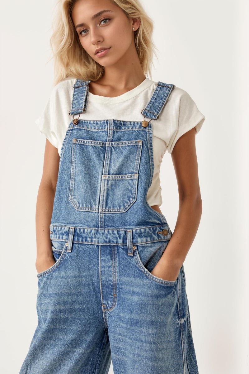 Kedera Women's Denim Overall Casual Straight Wide Leg Bib Jeans Overall Adjustable Straps Denim Romper Stretch Jumpsuits - Image 4