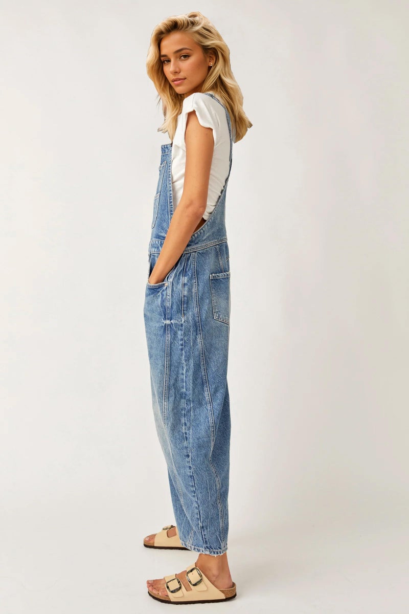 Kedera Women's Denim Overall Casual Straight Wide Leg Bib Jeans Overall Adjustable Straps Denim Romper Stretch Jumpsuits - Image 2