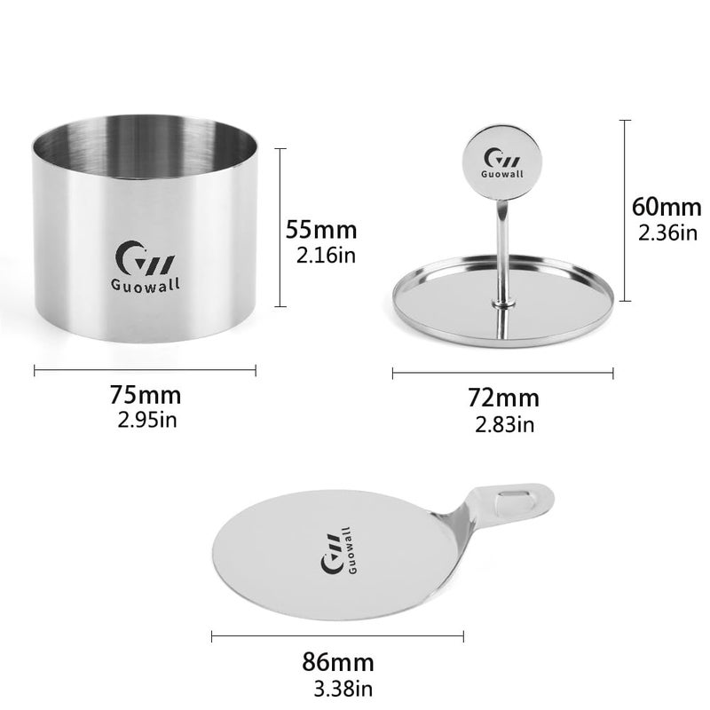 Guowall 6 Pack Seamless Cake Ring Molds Stainless Steel Mousse Rings 3 Inch Round Pastry Cutter for Baking (Includes 6 Rings 1 Pusher and 1 Lifter) - Image 5