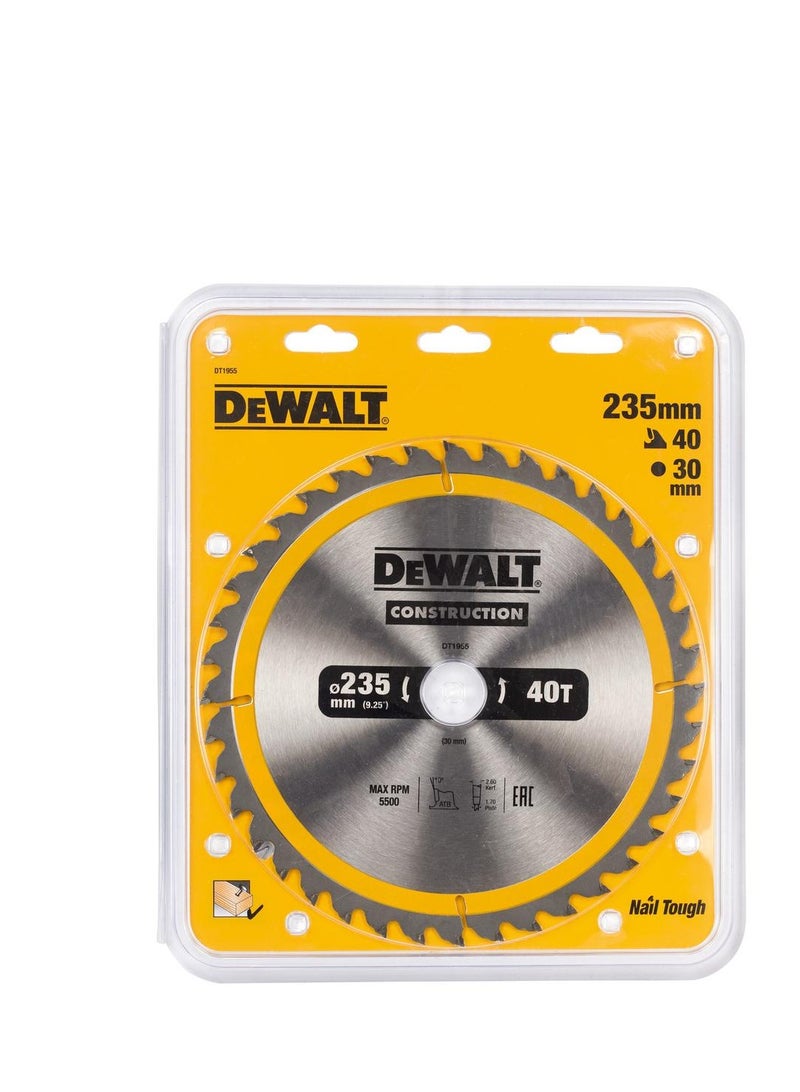 DEWALT Dewalt Circular Saw Blade 235mm 40T DT1955-QZ