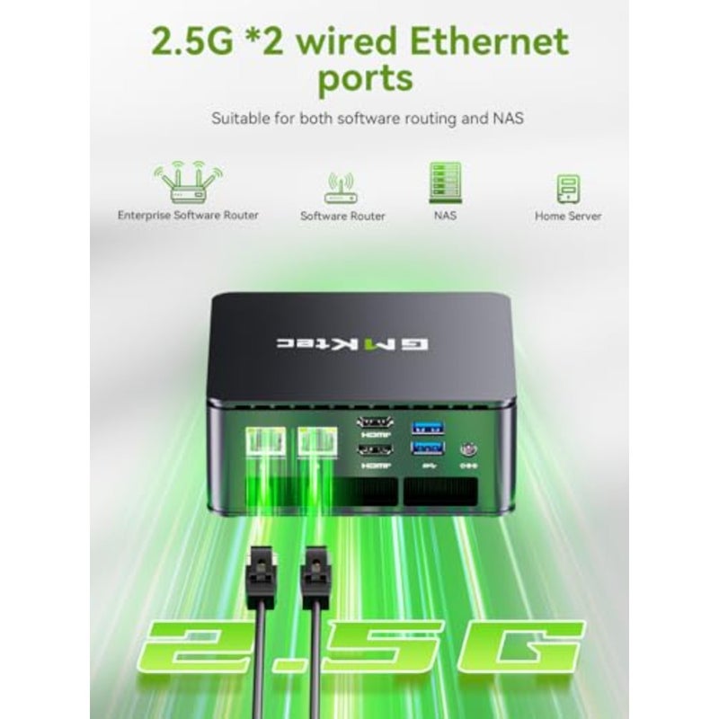 كمبيوتر صغير ثنائي 2.5G Nic G11 AMD Ryzen Embedded R2514 Beats 4300U/3500U/N150، ذاكرة DDR4 سعة 16 جيجابايت (قناة مزدوجة) 256 جيجابايت PCIe 3.0 M.2 SSD، كمبيوتر صغير 3 شاشة عرض/2*USB3.2 بسرعة 10 جيجابت في الثانية/WiFi 6E/BT5.2/ - Image 5