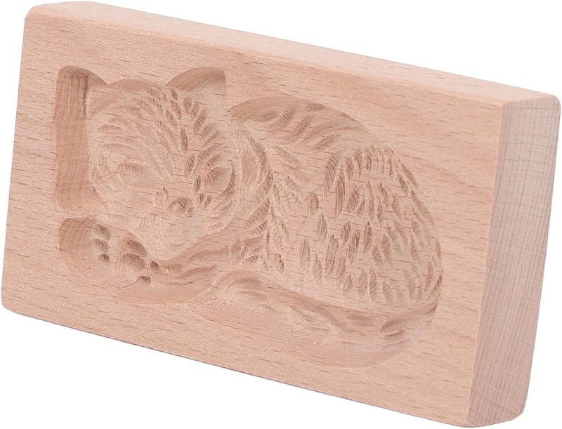 Cookie , Easy Release Cookie Press Stamp , Beech Wood for Kitchen (Cat) - Image 3