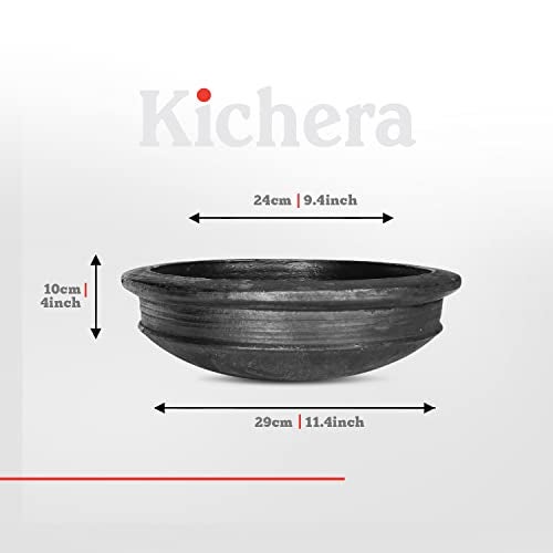 Kichera Deep Burned Clay Pot Combo 1L & 2L| Handmade Mitti Handi for Cooking & Serving | Uncoated, Black Earthen Cookware | Gas Stove Compatible | Natural & Non-Toxic (Black) - Image 4
