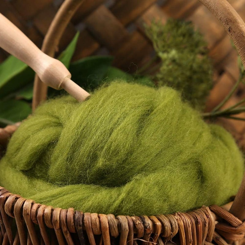JUPEAN 3.53oz Wool Roving, Wool Felting Supplies, Pure Wools, Chunky Yarn, Spinning Wool Roving for Needle Felting Wet Felting DIY Hand Spinning (Grass Green) - Image 5