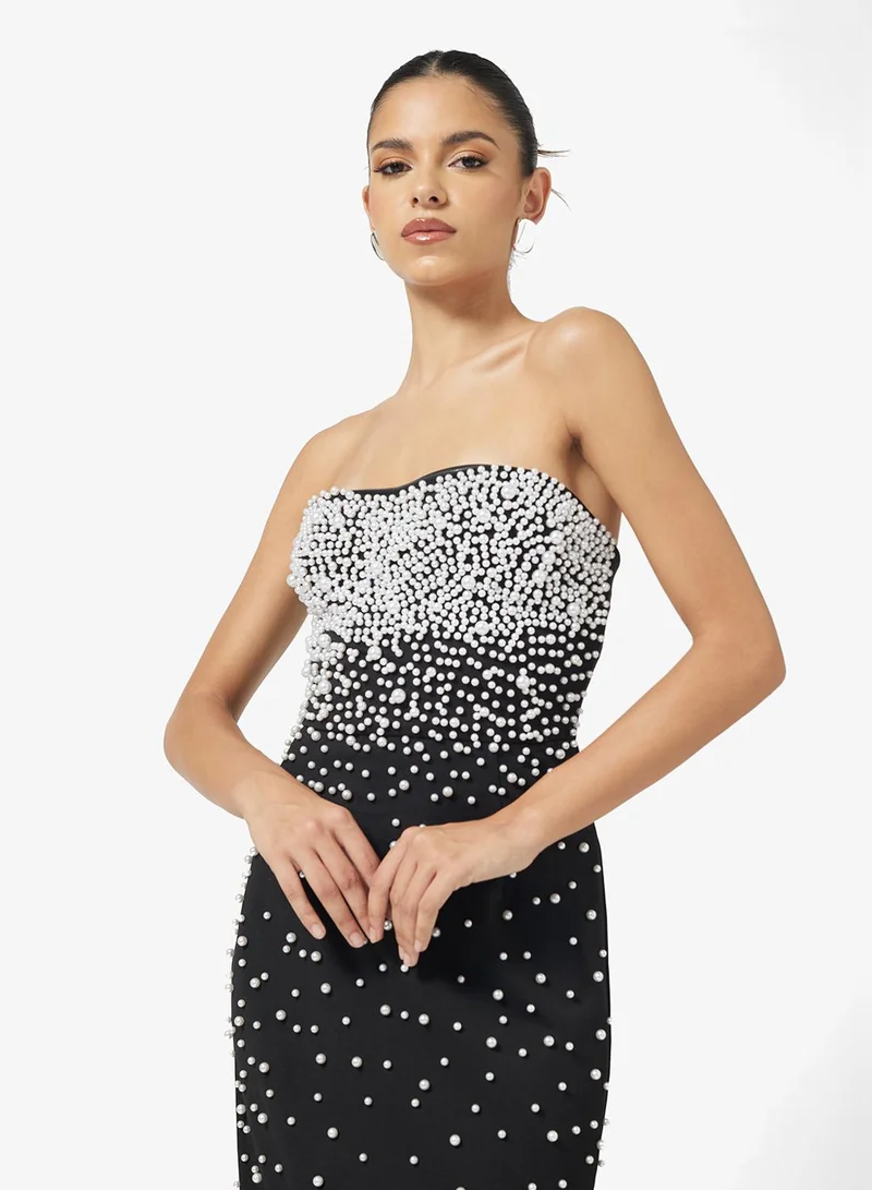 Ginger Boutique Sweetheart Neckline Bead Embellished Evening Gown