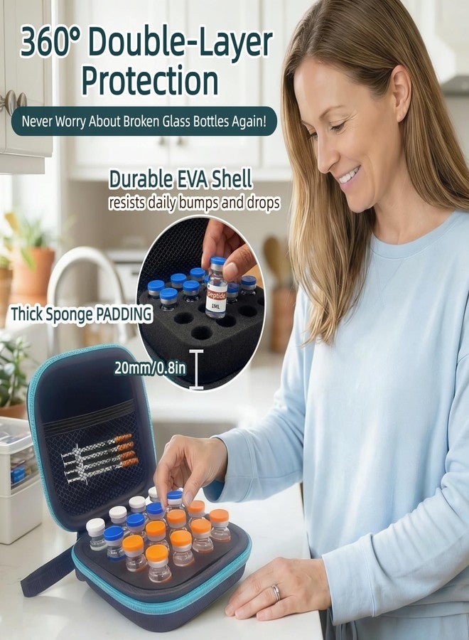 lyvantha Peptide Case for Fridge Storage,16 Slots Insulin Vials Holder,Fits 1ml 2ml 3ml Vials Storage for Peptide, Insulin, GLP-1 Etc,with Hand Strap,Diabetic Supplies - Image 3
