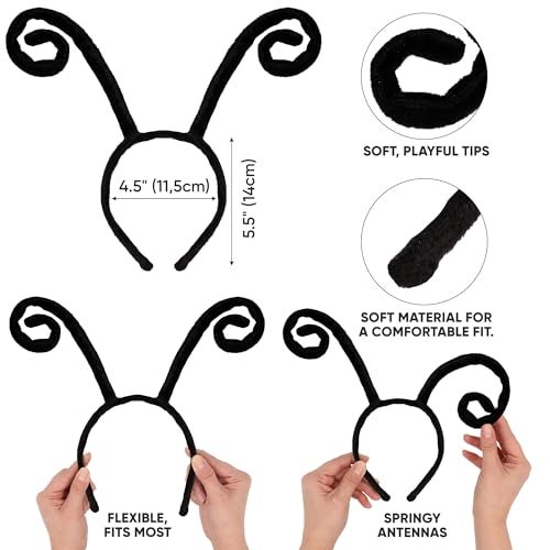 Funcredible سماعة رأس على شكل هوائي حشرة ونظارات حشرة - زي عيد الهالوين - زي موت مان - ملحقات زي الحشرات للبالغين والأطفال - Image 5