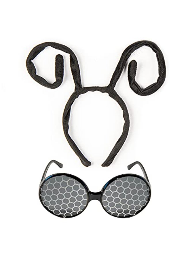 Funcredible سماعة رأس على شكل هوائي حشرة ونظارات حشرة - زي عيد الهالوين - زي موت مان - ملحقات زي الحشرات للبالغين والأطفال - Image 1