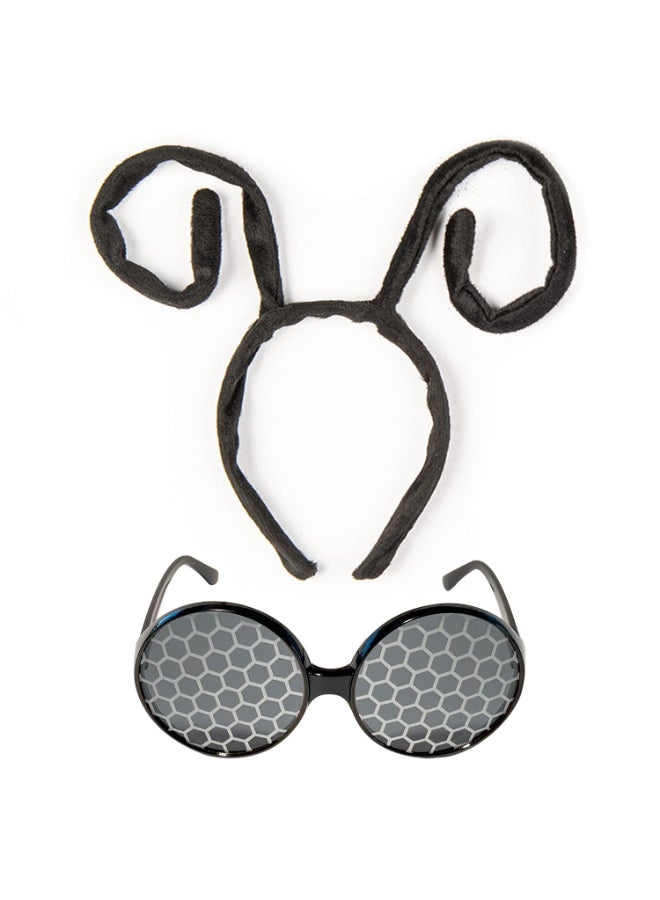 Funcredible سماعة رأس على شكل هوائي حشرة ونظارات حشرة - زي عيد الهالوين - زي موت مان - ملحقات زي الحشرات للبالغين والأطفال - Image 3