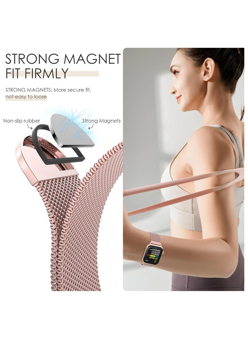OLYSON Stainless Steel Milanese Loop Band Compatible with Apple Watch Band 42mm 44mm 45mm 46mm 49mm, Replacement Band for iwatch Series10/ Series9, Ultra 2, SE, Ultra, 8 7 6 5 4 3 2 1.( Rose Pink ) - Image 5