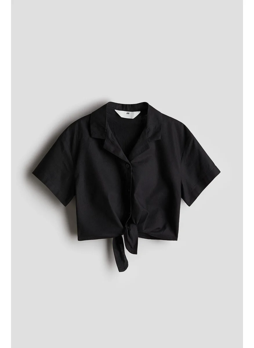 اتش اند ام Cropped Knot-Detail Shirt