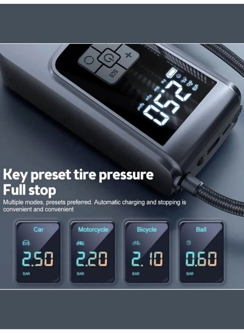 SUITU Emergency Air Pump|Digital Car Tire Inflator | tyre pump | air pump digital | Portable Tire Inflator | pump for esscoter | 150PSI Air Compressor with Pressure Gauge | 4000mAh Rechargeable Electric Air Pump | with LED Display and Nozzle Set | Suitable for Cars, Motorcycles, Bicycles, and Balls - Image 5