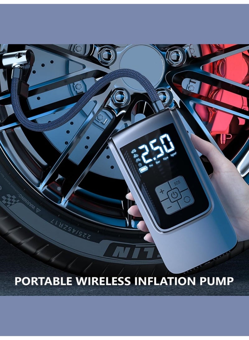 SUITU Emergency Air Pump|Digital Car Tire Inflator | tyre pump | air pump digital | Portable Tire Inflator | pump for esscoter | 150PSI Air Compressor with Pressure Gauge | 4000mAh Rechargeable Electric Air Pump | with LED Display and Nozzle Set | Suitable for Cars, Motorcycles, Bicycles, and Balls - Image 3