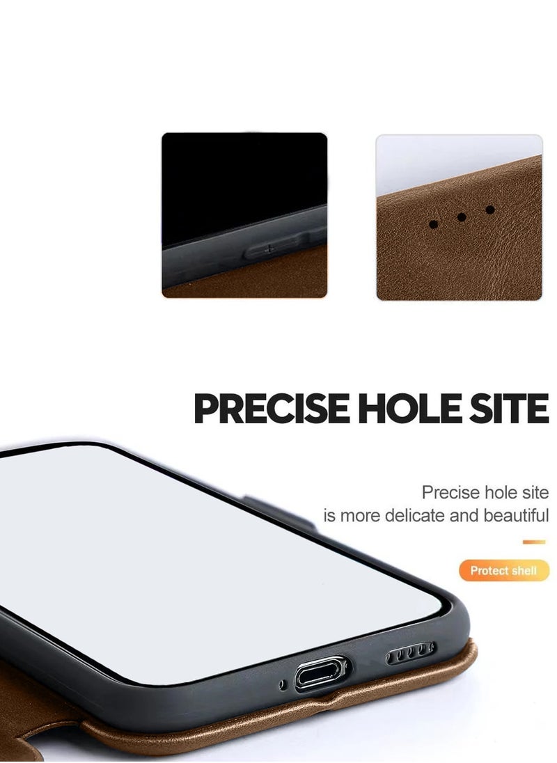 HDCI PU Leather Texture Flip Wallet Case Cover For Samsung Galaxy A35 5G 2024 Brown  - Image 4