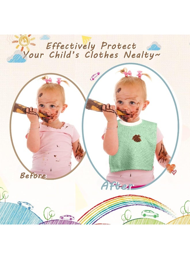 Foaincore 6 قطع مريلة أطفال قطنية مصنوعة من تيري لامتصاص اللعاب للأطفال الرضع لتناول الطعام ومريلة سهلة الارتداء (لون جديد) - Image 4