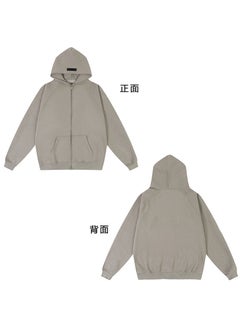 FOG ESSENTIALS Hoodie Autumn Winter Plush Zip Jacket Smoky gray
