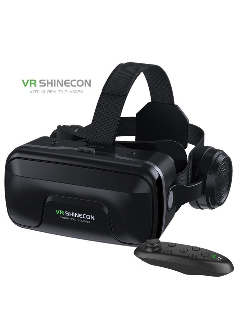 general Classic VR Goggles VR SHINECON 3D Virtual Reality Glasses+ Controller Bluetooth Headset Version VR Glasses for TV, Movies & Video Games Compatible with iOS & Android Smartphone Within 5.5-7.2 inch Screen Phone Eye Protected Soft & Comfortable Adjustable Distance IMAX Giant Screen/Optical Lenses/Panoramic Roaming/ Immersive Games - Image 1