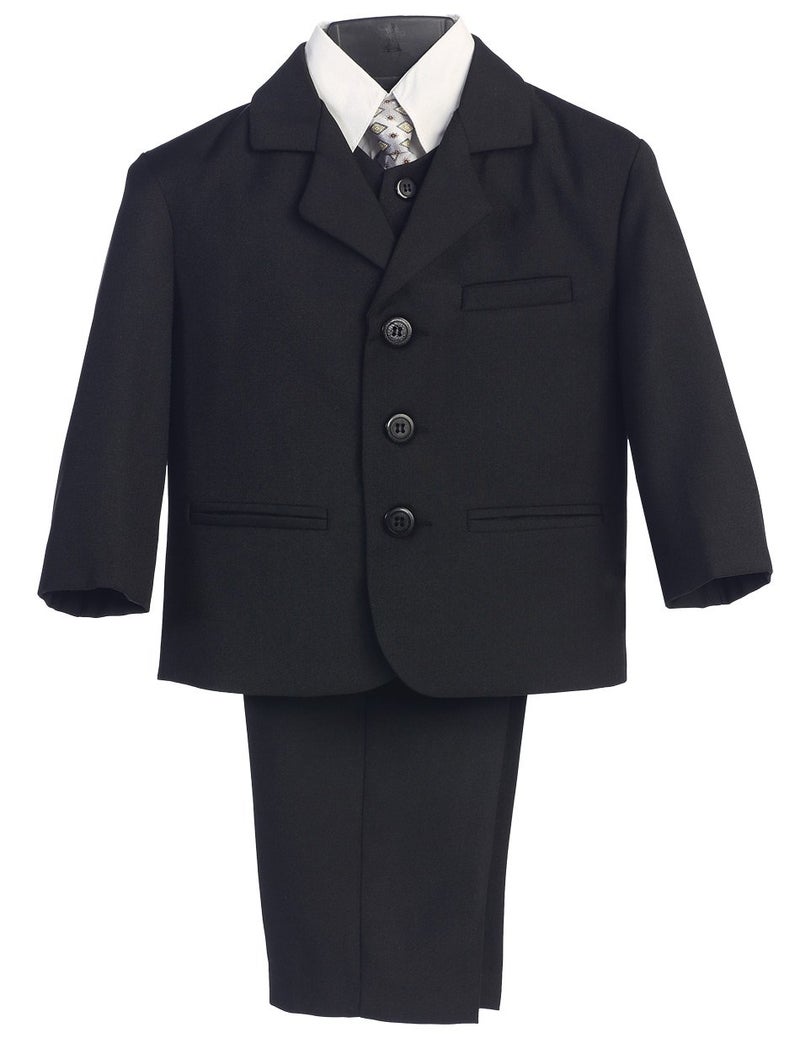 Lito 5 Piece Black Suit with Shirt, Vest, and Tie - Size 5 - Image 1