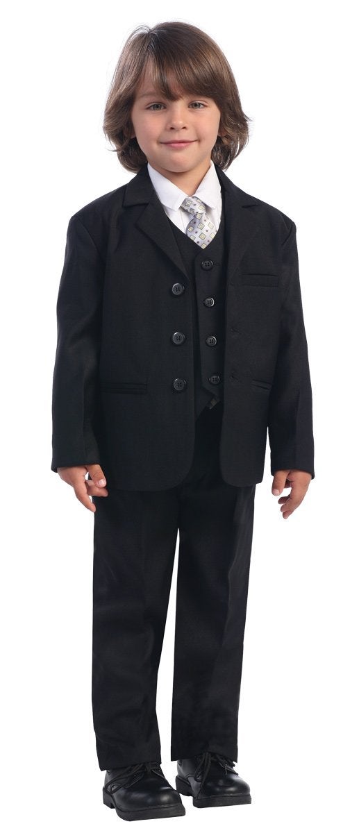 Lito 5 Piece Black Suit with Shirt, Vest, and Tie - Size 5 - Image 2
