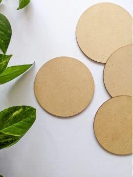 Craftolive Round Circle MDF Pine Board Cutout Coasters for DIY Painting and Art Craft 35mm Thick 4 Inches Wide Pack of 12 - Image 2