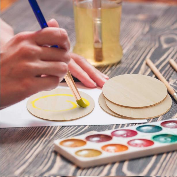 Craftolive Round Circle MDF Pine Board Cutout Coasters for DIY Painting and Art Craft 35mm Thick 4 Inches Wide Pack of 12 - Image 4