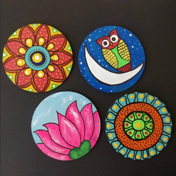 Craftolive Round Circle MDF Pine Board Cutout Coasters for DIY Painting and Art Craft 35mm Thick 4 Inches Wide Pack of 12 - Image 5