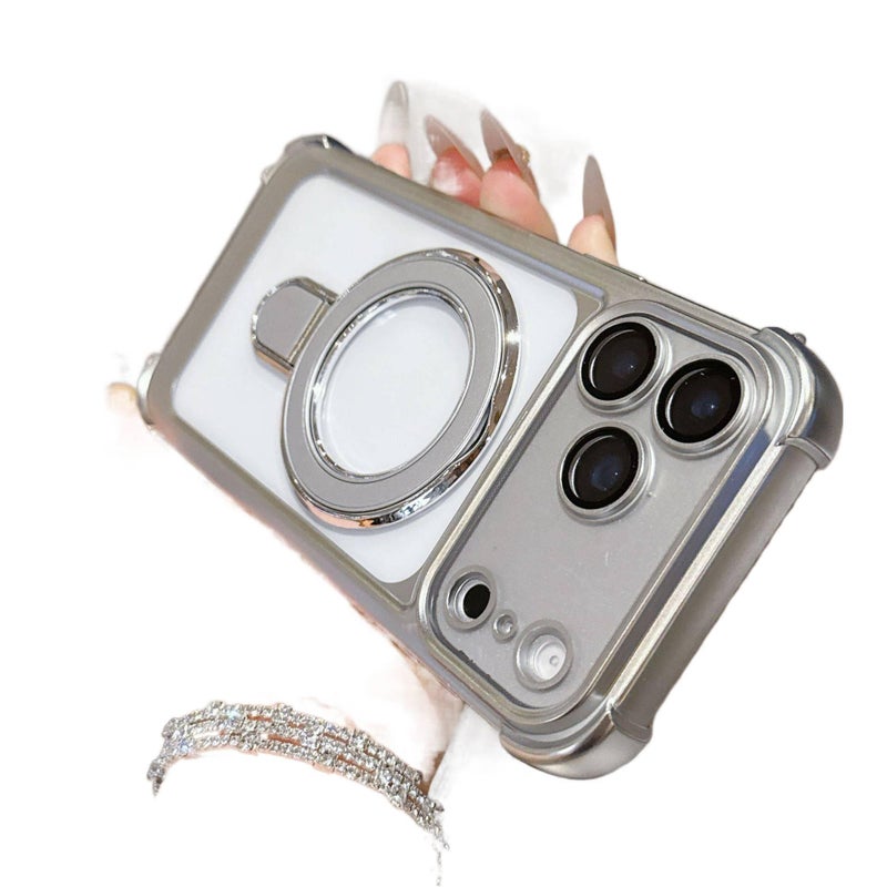 MagSafe Case | Shockproof Cover for Samsung S25 Ultra / Samsung S25 | Silicone | Silver | Drop Protection - Image 1