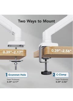 Fh Dual Monitor Mount for 17 to 32 inch Screen, Each Arm Holds Max 10Kg, Gas Spring Dual Monitor Stand, Height Adjustable/Tilt/Swivel/Rotate, VESA 75mm or 100mm White  - Image 5