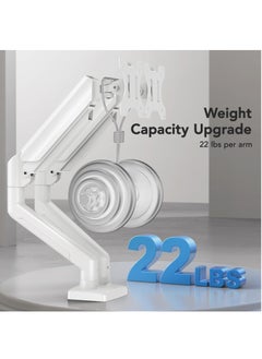 Fh Dual Monitor Mount for 17 to 32 inch Screen, Each Arm Holds Max 10Kg, Gas Spring Dual Monitor Stand, Height Adjustable/Tilt/Swivel/Rotate, VESA 75mm or 100mm White  - Image 4
