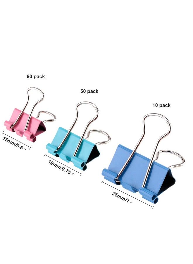 TecUnite 150 قطعة مشابكBinder مشابك ورقية بأحجام متنوعة (متعددة الألوان) - Image 3