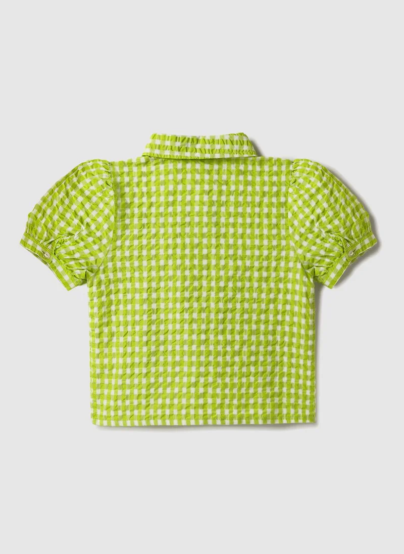 Nautinati Nautinati Green Gingham Checkered Top for Girls