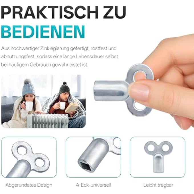 12 X RADIATOR BLEED KEYS  RADIATOR BLEED KEY UNIVERSAL  ALL RADIATORS, ZINC ALLOY, KEY FOR VENTILATING, VENTILATION OF ALL HEATERS POSSIBLE, RADIATOR KEY, VENT HEATING - Image 3