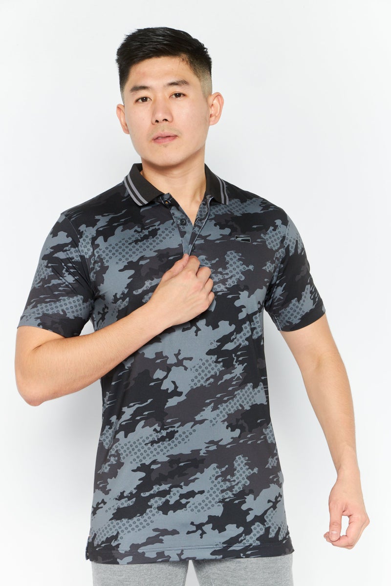 PUMA تي شيرت بولو رياضي للرجال بأكمام قصيرة، أسود - Image 1