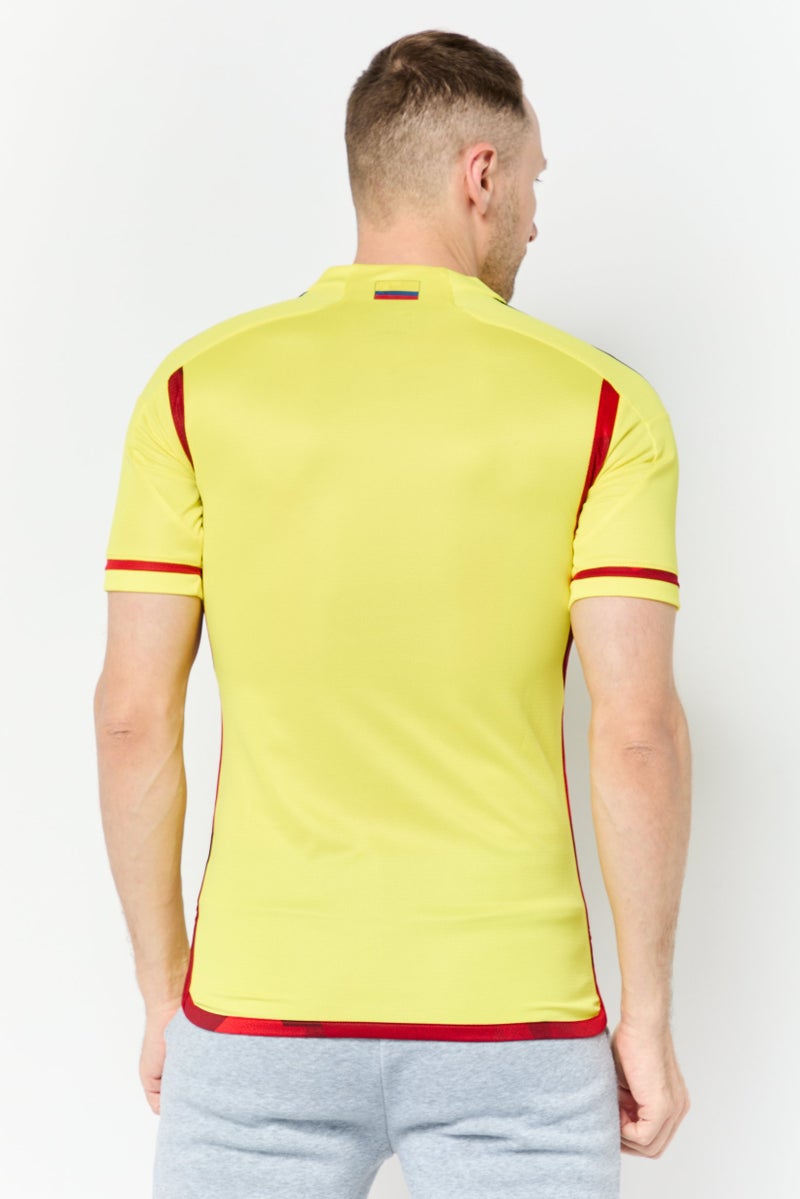 Adidas Men Sportswear Fit Short Sleeve Football Jersey, Yellow - Image 4