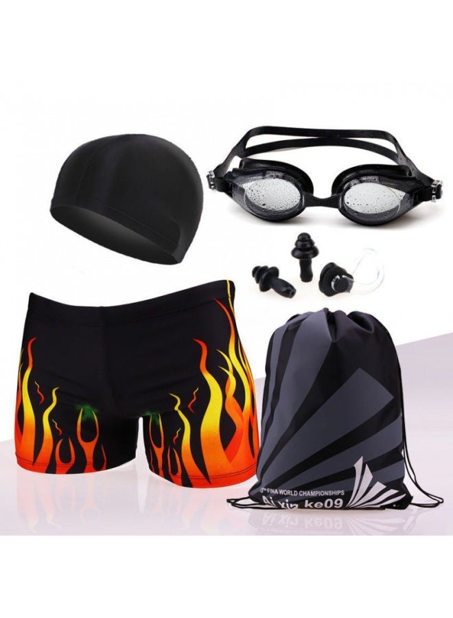 Generic Men's Swimming Trunks Boxer Hot Spring Plus Size Quick-drying Professional Swimming Trunks Suit Fashionable Swimsuit For Young Students-Color:6502-7 Pants + Hat-Size:Xxxl( 72.5-90kg  - Image 2