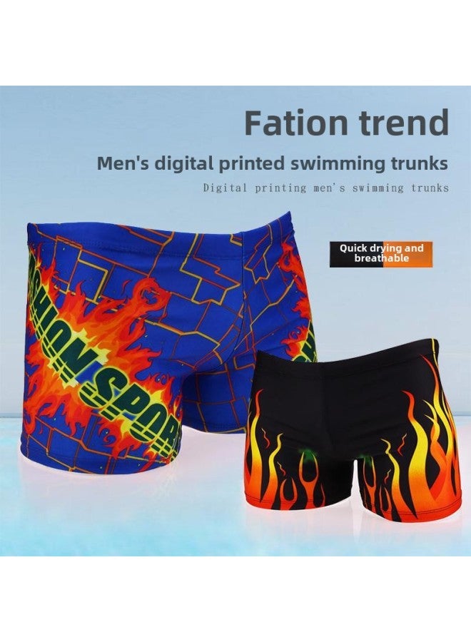 Generic Men's Swimming Trunks Boxer Hot Spring Plus Size Quick-drying Professional Swimming Trunks Suit Fashionable Swimsuit For Young Students-Color:6502-7 Pants + Hat-Size:Xxxl( 72.5-90kg  - Image 5