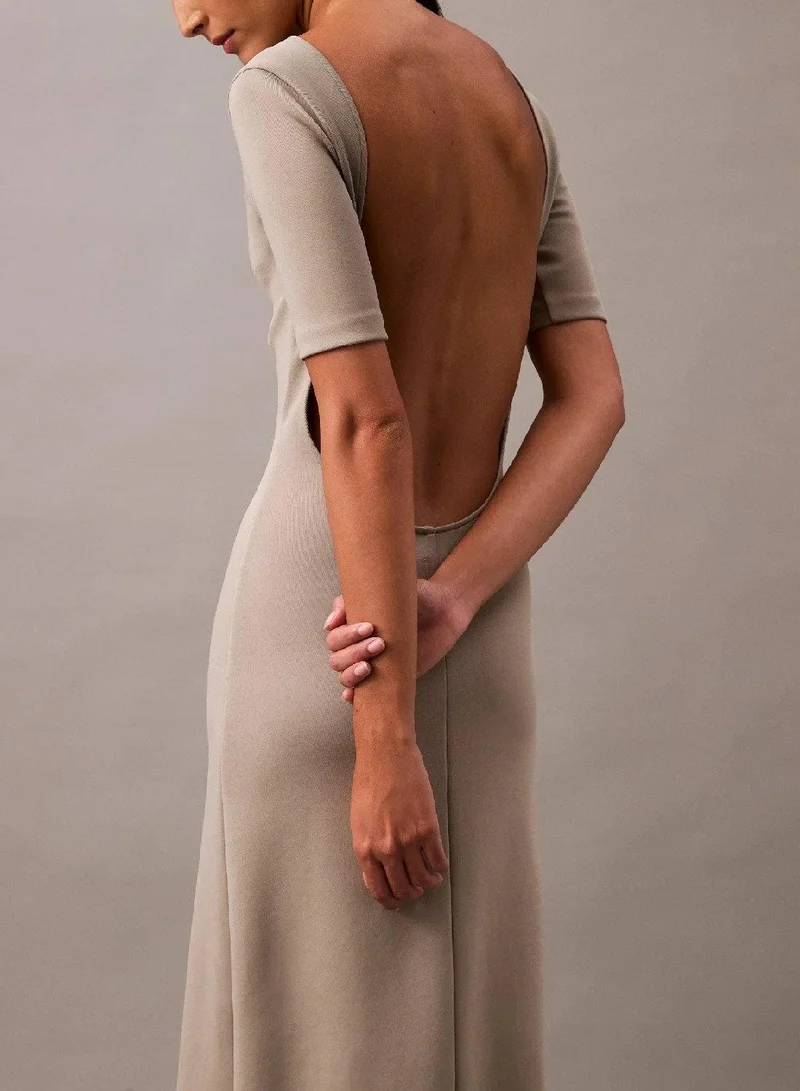 CALVIN KLEIN Shiny Jersey Backless Maxi Dress
