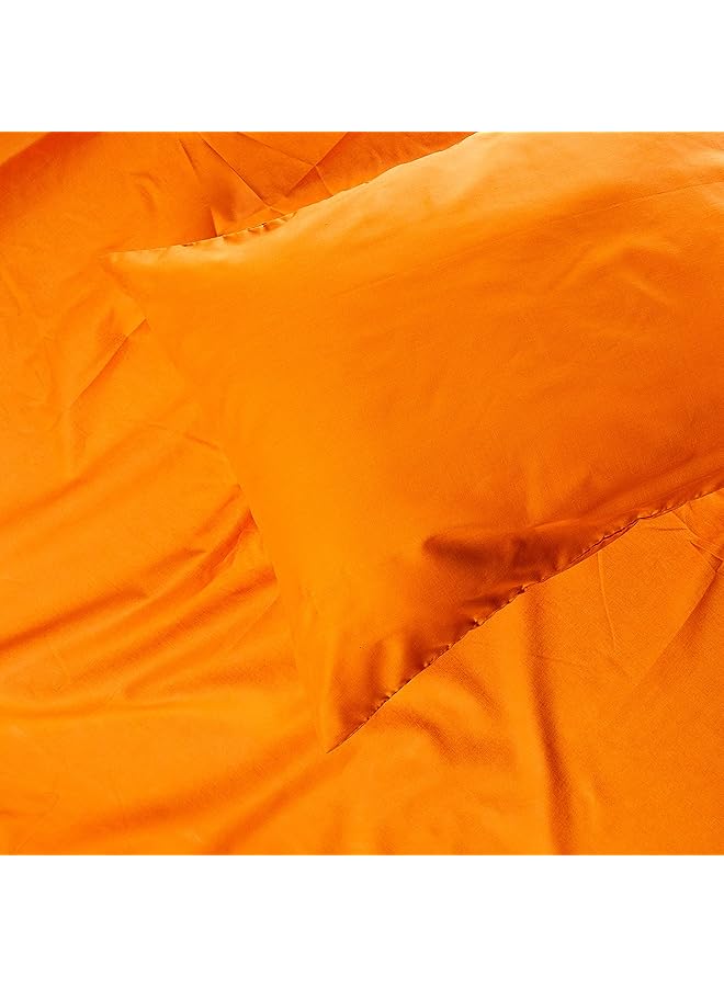 آي بيد هوم طقم ملاءة سرير مكون من قطعتين من القطن بكثافة 144 خيطًا في البوصة المربعة مقاس فردي باللون البرتقالي من - Image 2