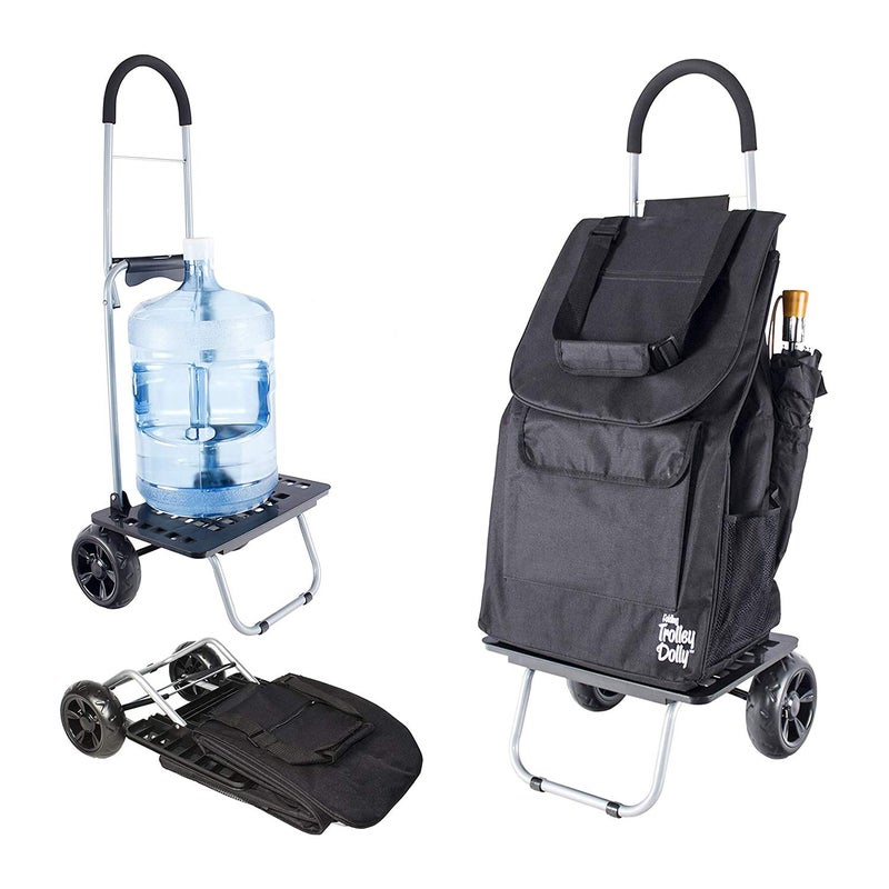 dbest products dbest products Bigger Trolley Dolly Black Shopping Grocery Foldable Cart 