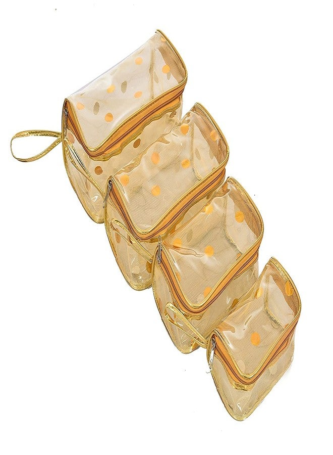 STACKRAID 4 Multipurpose Fabric Makeup Cosmetic Toiletry Travel kit Organizer Vanity Box - Transparent Multipurpose Makeup Cosmetics Bag - Printed Organizer (Set of 4) (Multi) - Image 1