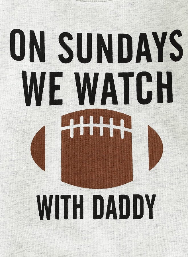 ملابس أطفال صغار (أولاد وبنات) - يوم الأحد نشاهد كرة القدم مع أبي وأمي - سويت شيرت بأكمام طويلة - ملابس خريف وشتاء (رمادي - أبي، 2-3 سنوات) - Image 5