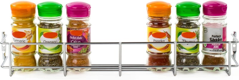Andrew James Spice Rack Wall Mounted or for Cupboard Door | Metal Storage Organiser Empty Chrome Plated Iron | Fixings Included | Ideal for Inside Kitchen Unit Door - Image 1