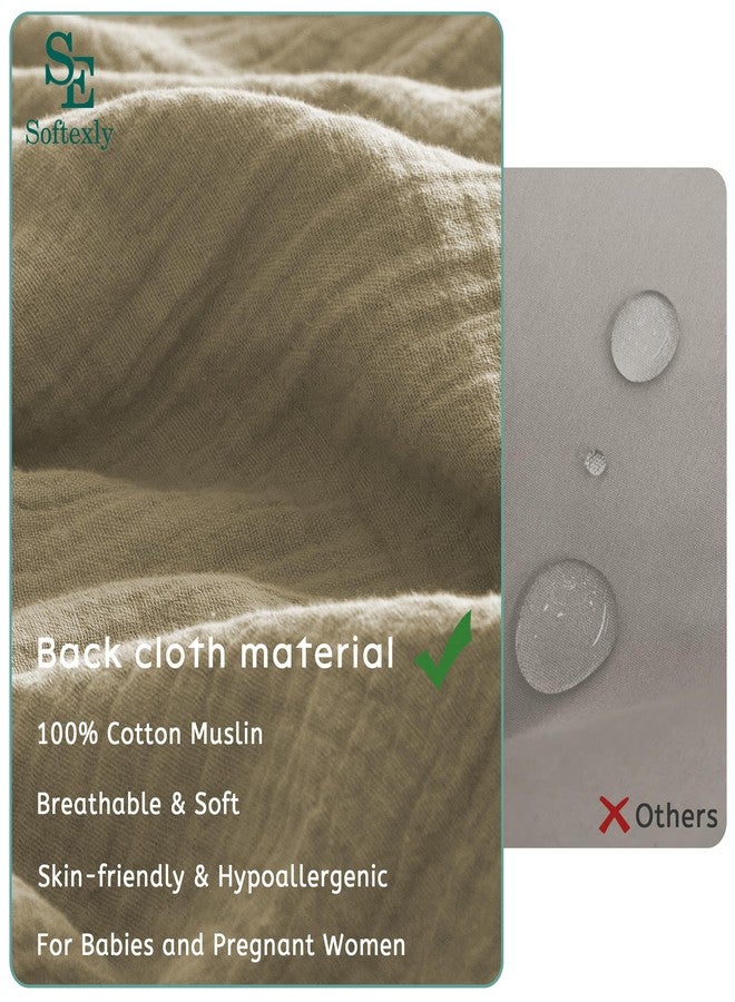 SE SOFTEXLY Muslin Duvet Cover Queen Size, 100% Washed Cotton Duvet Cover Set, Ultra Soft Comforter Cover Linen Like, 3 Pieces Minimalist Gauze Duvet Cover with 2 Pillowcases, 90"x90", Beige - Image 2