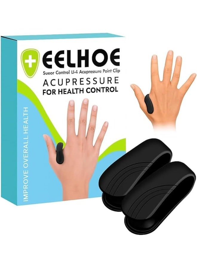 إيلهو عبوة من مشبكي ضغط نقاط لعلاج السكر، لمرضى السكري | تخفيف الصداع والتوتر | جهاز تدليك يدوي للصداع النصفي والتهاب المفاصل | مشبك نقاط ضغط نقاط LI4 (2) - Image 1